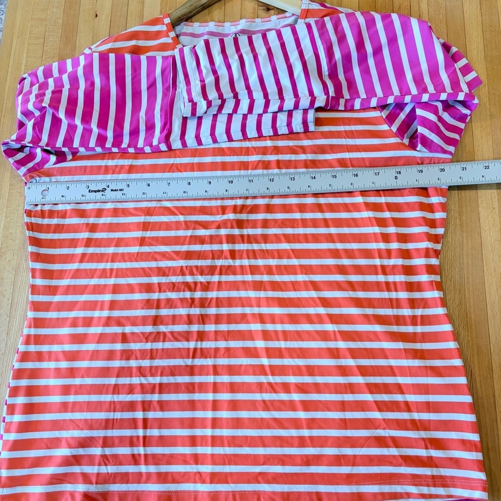 Lands' End Orange Pink Stripe Rash Guard Long Sleeve Beach Resort - Picture 4 of 5